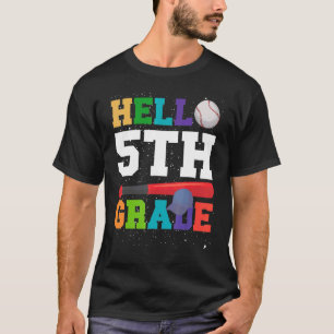 T-shirt Bonjour 5e année Retour à l'école Baseball 5e anné