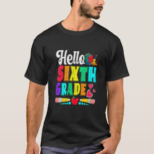 T-shirt Bonjour 6E Année Cute Garys Enfants Retour À L'Éco