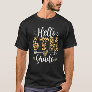 T-shirt Bonjour 6e année Leopard Retour à l'école filles