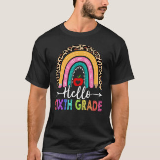 T-shirt Bonjour 6ème professeur de sixième année léopard a