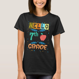 T-shirt Bonjour 7e année Premier Jour Apple Pour Étudiant
