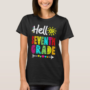 T-shirt Bonjour 7e Septième Année Amusant Retour à l'École