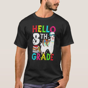 T-shirt Bonjour 8e Grade Sloth Riding Llama Kids Retour à 