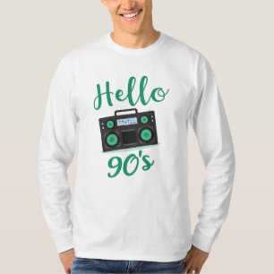 T-shirt Bonjour 90s radio cassette enregistreur