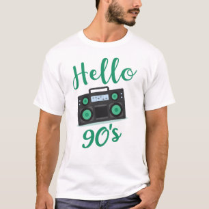 T-shirt Bonjour 90s radio cassette enregistreur
