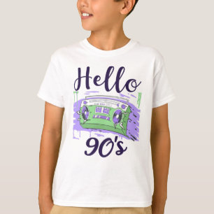 T-shirt Bonjour 90s radio cassette enregistreur