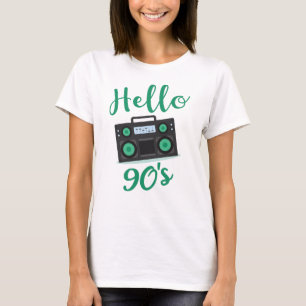 T-shirt Bonjour 90s radio cassette enregistreur