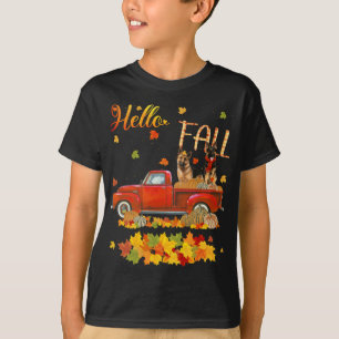 T-shirt Bonjour Automne Allemand Berger Feuille Automne Ro