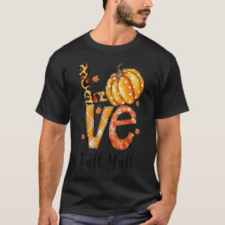 T-shirt Bonjour Automne Amour Citrouille Automne Y'All Leo