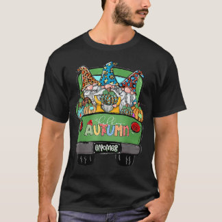 T-shirt Bonjour Automne Camion Gnomes Citrouille Feuilles