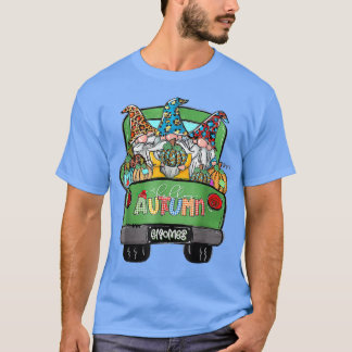 T-shirt Bonjour Automne Camion Gnomes Citrouille Leaves Au