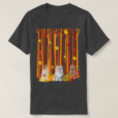 T-shirt Bonjour Automne Chat Maple Leaf Automne Citrouille (Design devant)