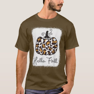 T-shirt Bonjour Automne Cheetah Citrouille Leopard Femmes