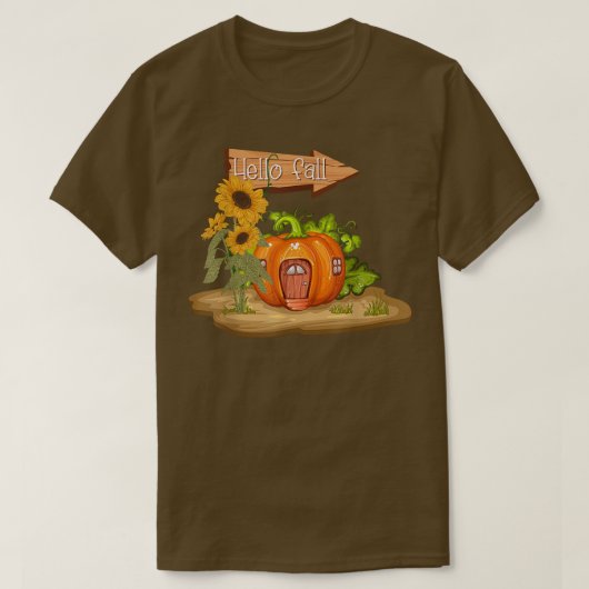 T-shirt Bonjour Automne Citrouille 2022 Maison Citrouille  (Design devant)