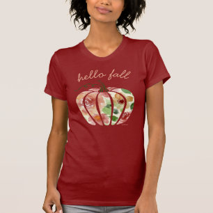 T-shirt Bonjour Automne Citrouille Aquarelle Floral Girl A