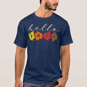 T-shirt Bonjour Automne Feuilles Citrouille Coeur Automne