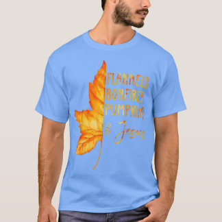 T-shirt Bonjour Automne Flannels Bonfires Citrouilles Et J