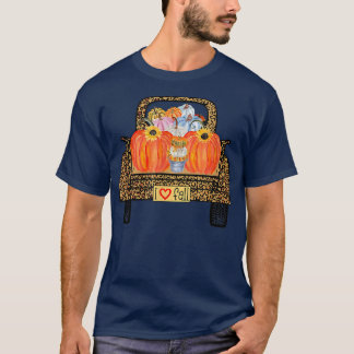 T-shirt Bonjour Automne Leopard Camion Citrouille Funny Au