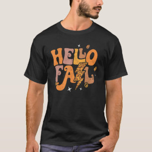 T-shirt Bonjour Automne Rétro Automne Yall Feuilles Automn