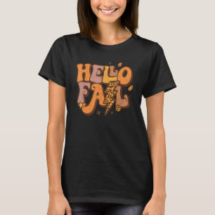 T-shirt Bonjour Automne Rétro Automne Yall Feuilles Automn