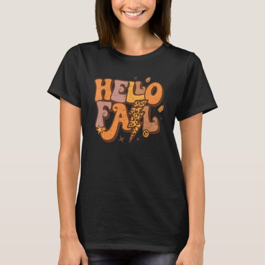 T-shirt Bonjour Automne Rétro Automne Yall Feuilles Automn (Devant)