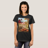 T-shirt Bonjour Automne Thanksgiving Rural Grange Citrouil (Devant entier)