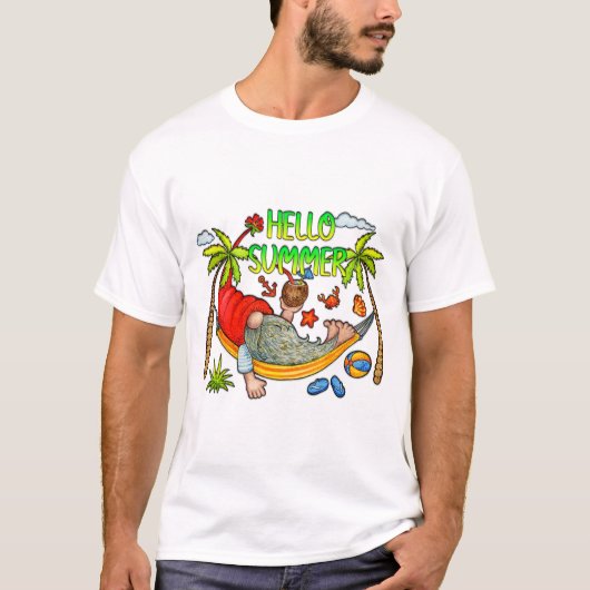 T-shirt Bonjour aux hommes été (Devant)