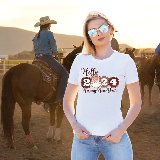T-shirt Bonjour Bonne Année 2024 Cowboy