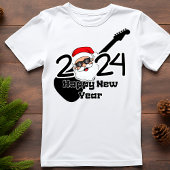 T-shirt Bonjour Bonne Année 2024 Père Noël Rock Star Man