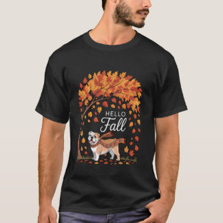 T-shirt Bonjour Boule de Neige Bouledogue Anglais Feuille 