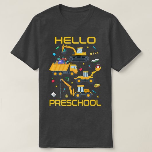 T-shirt Bonjour Camion De Construction Préscolaire Retour (Design devant)
