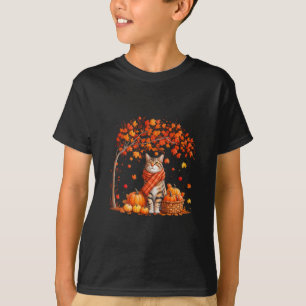 T-shirt Bonjour Chat d'Automne Feuille de Chute Amoureux d