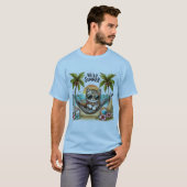 T-shirt Bonjour Chat de Plage d'Été (Devant entier)