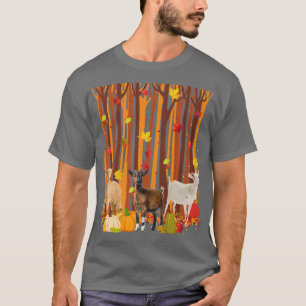 T-shirt Bonjour Chèvre d'automne Maple Leaf Citrouille d'a