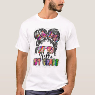 T-shirt Bonjour chignon de cheveux désordonnés de 1re anné