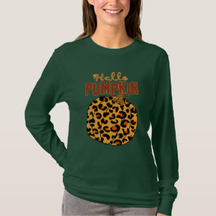 T-shirt Bonjour Citrouille - Automne Empreinte de léopard