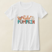 T-shirt Bonjour Citrouille Chemise Halloween Automne Tee F (Poser)