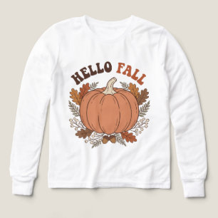 T-shirt Bonjour Citrouille Feuilles d'Automne