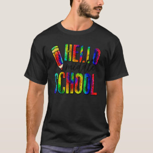 T-shirt Bonjour collège Tie Dye Étudiant enseignant Retour