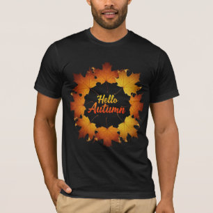 T-shirt Bonjour Couronne de Feuilles d'Érable d'Automne
