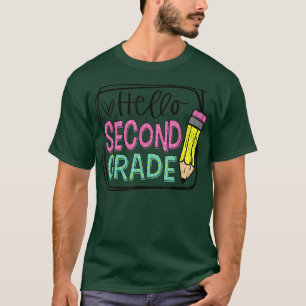 T-shirt Bonjour Crayon de 2e année; Joyeux premier jour