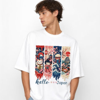 T-shirt Bonjour Culture et Tradition de Voyage Japon 