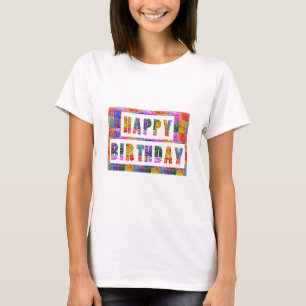 T-shirt BONJOUR D'ANNIVERSAIRE : Artist Created Font n Col