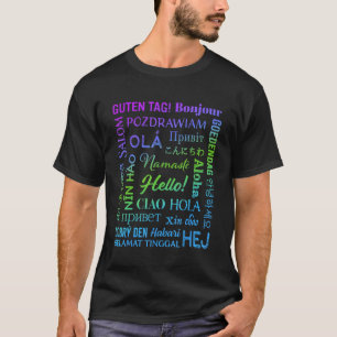 T-shirt Bonjour dans 22 langues différentes Mot Enseignant