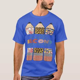 T-shirt Bonjour Deuxième Année Funny Leopard Crayon Retour
