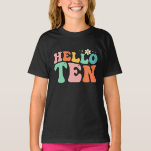 T-shirt Bonjour Dix 10 ans 10e anniversaire fille 10 ans