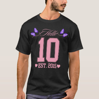 T-shirt Bonjour Dix Chiffres Cute Coquette 10e anniversair
