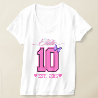 T-shirt Bonjour Dix Chiffres Cute Coquette 10e anniversair