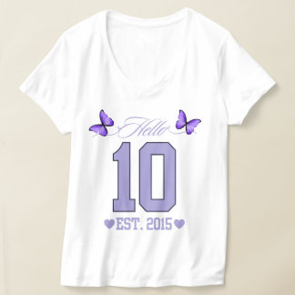 T-shirt Bonjour Dix Chiffres Cute Coquette 10e anniversair