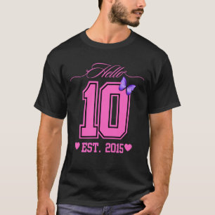T-shirt Bonjour Dix Chiffres Cute Coquette 10e anniversair